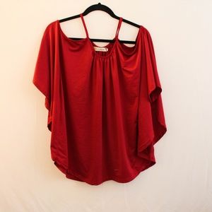 Red Bat Wing Top